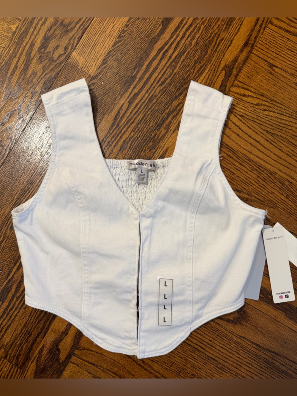 Madden Girl White V-Neck Cropped Corset Tank